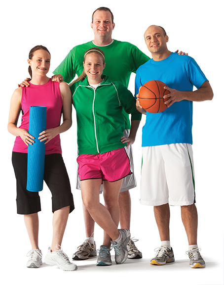 picture of 4 adults in workout stuff